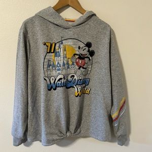 Disney Parks Walt Disney World 71 Retro Mickey Mouse Graphic Knot Hoodie Gray-1X
